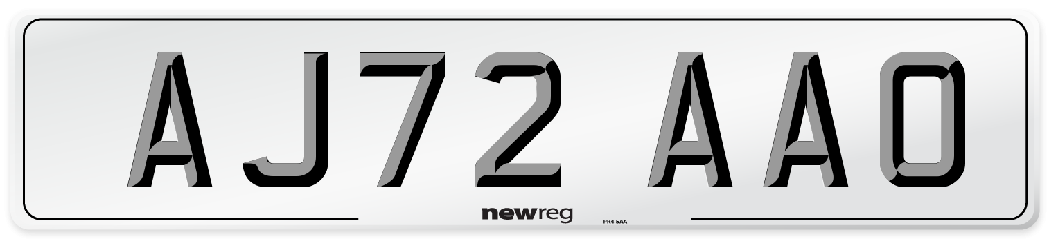 AJ72 AAO Number Plate from New Reg